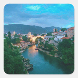 Sticker Carré Ville de Mostar - Bosnie-Herzégovine