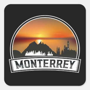 Sticker Carré Ville du coucher de soleil de Monterrey Mexique