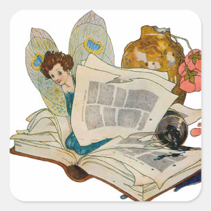 Sticker Carré Vin de livre Fairy