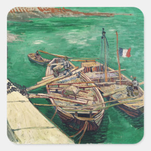 Sticker Carré Vincent van Gogh Atterrissage avec bateaux, 1888
