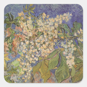 Sticker Carré Vincent van Gogh - Branches de châtaigniers en fle