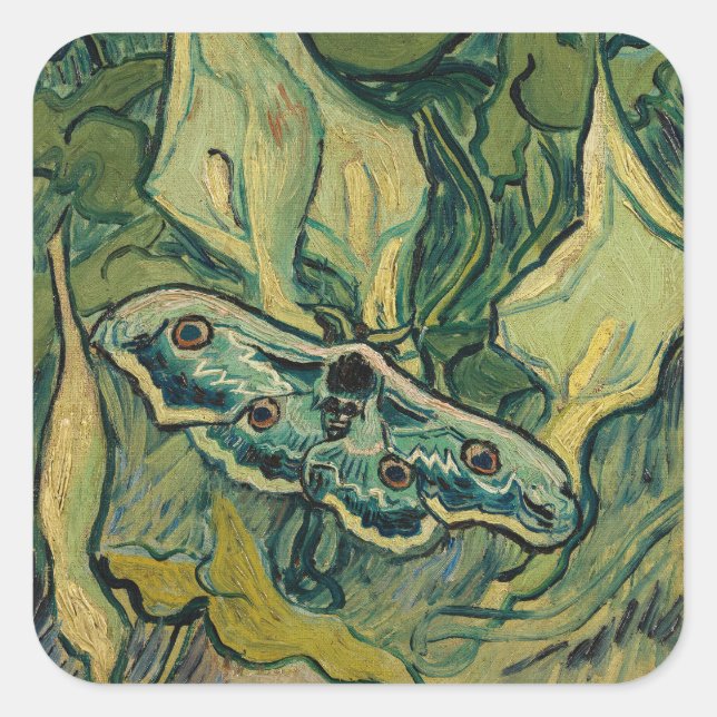 Sticker Carré Vincent van Gogh - Giant Peacock Moth (Devant)