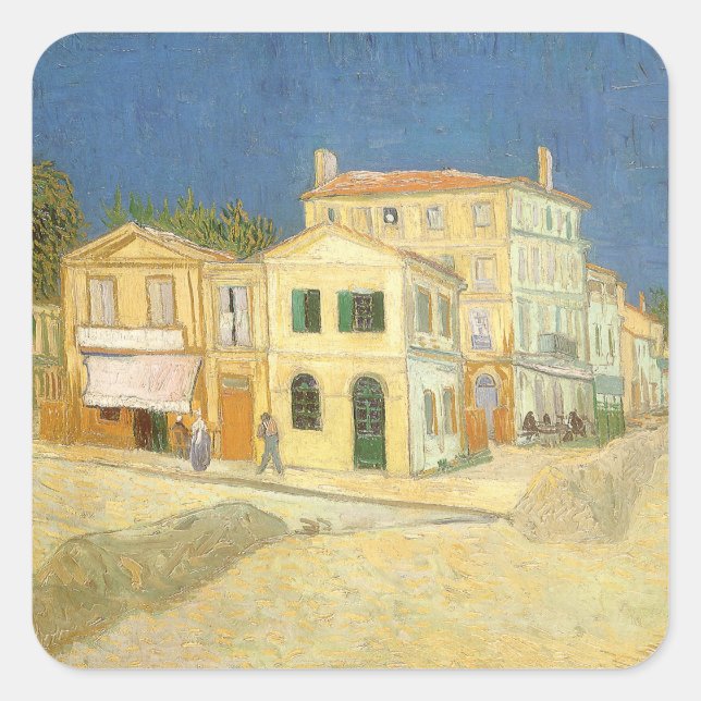 Sticker Carré Vincent van Gogh - La Maison Jaune (La Rue) (Devant)