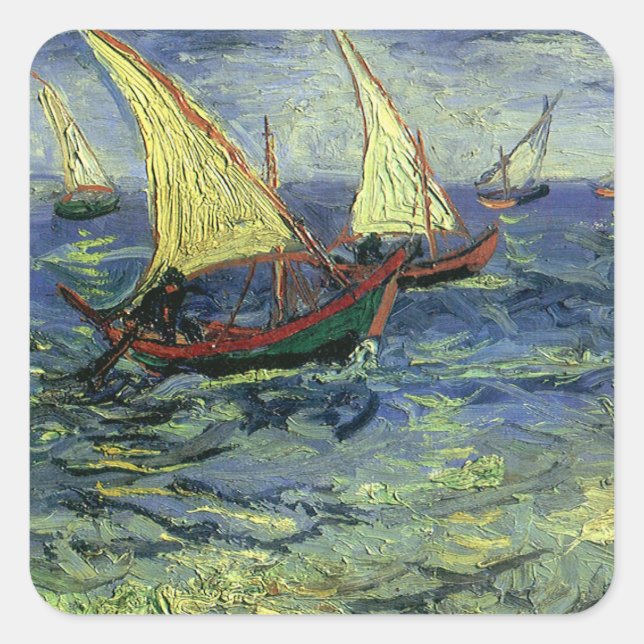 Sticker Carré Vincent van Gogh - La mer à Saintes Maries (Devant)