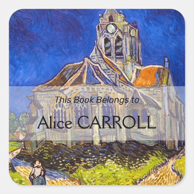 Sticker Carré Vincent van Gogh - L'église d'Auvers (Devant)