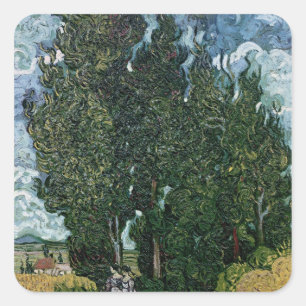 Sticker Carré Vincent van Gogh Les cyprès, c.1889-90