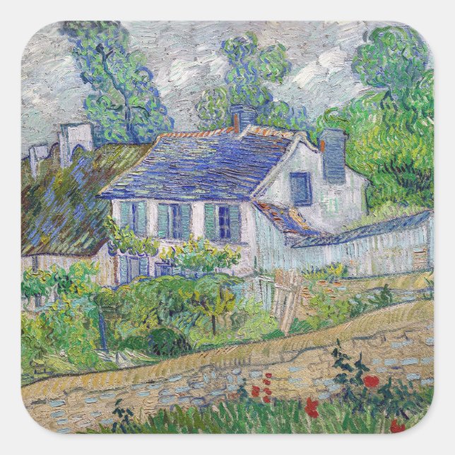 Sticker Carré Vincent van Gogh - Maisons à Auvers (Devant)