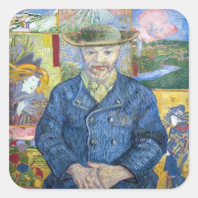 Sticker Carré Vincent van Gogh - Portrait de Pere Tanguy (Devant)