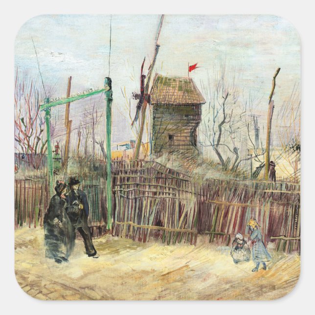 Sticker Carré Vincent van Gogh - Scène de rue à Montmartre (Devant)