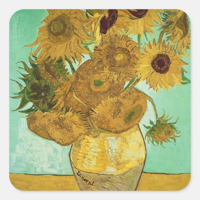 Sticker Carré Vincent van Gogh | Tournesols, 1888 (Devant)