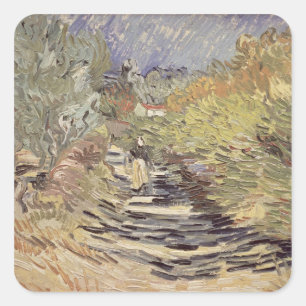 Sticker Carré Vincent van Gogh   Une route à Saint-Rémy
