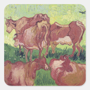 Sticker Carré Vincent van Gogh   Vaches, 1890