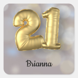 Sticker Carré Vingt et un 21 Ballons d'or avec nom