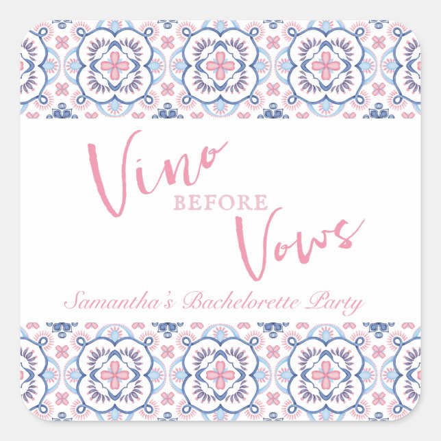 Sticker Carré Vino Avant Vows Dégustation De Vin Bachelorte (Devant)