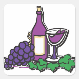 Sticker Carré Vins rouges et raisins pourpres