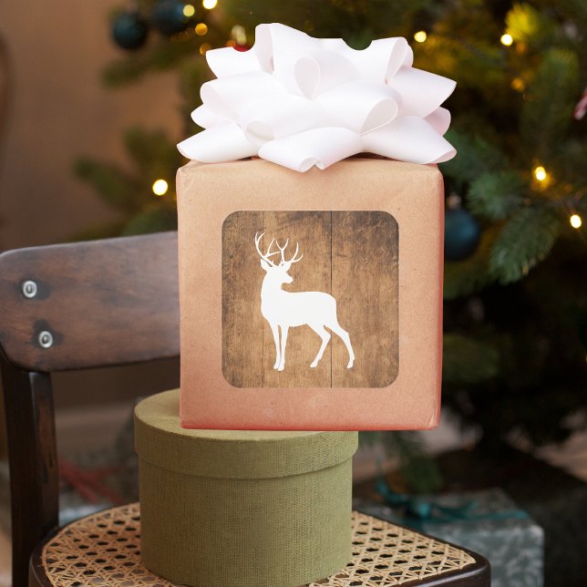 Sticker Carré Vintaga Beauté Bois & Cerfs (Créateur téléchargé)