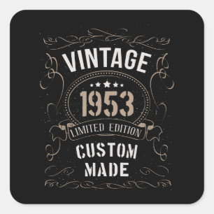 Sticker Carré Vintage 1953 Limited Edition Personnalisé