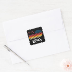 Sticker Carré Vintage 1975 Retro Stripe Sun 50e anniversaire