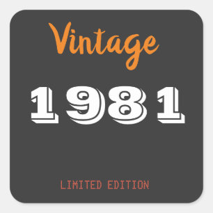 Sticker Carré Vintage 1981 Limited Edition 45e anniversaire Carr