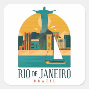 Sticker Carré Vintage à la mode de Brazil City Rio de Janeiro