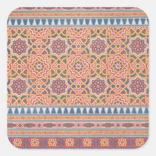 Sticker Carré Vintage Arabesque Terracotta bleu violet Art