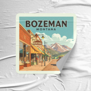 Sticker Carré Vintage Bozeman Montana