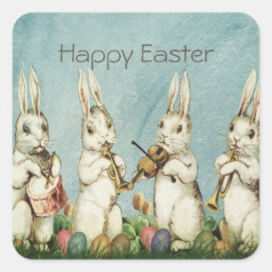 Sticker Carré Vintage Bunny Pâques