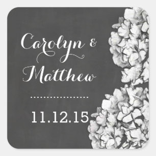 Sticker Carré Vintage Chalkboard Hydrangea Wedding Favor 2