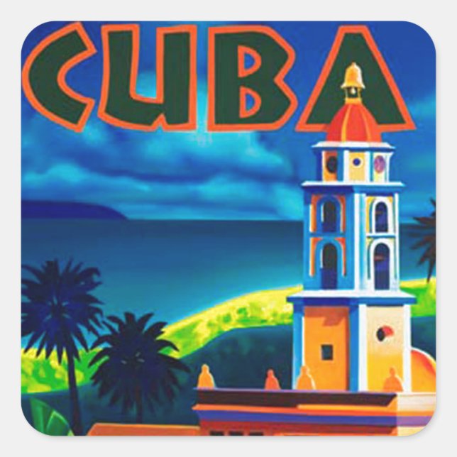 Sticker Carré Vintage Cuba (Devant)