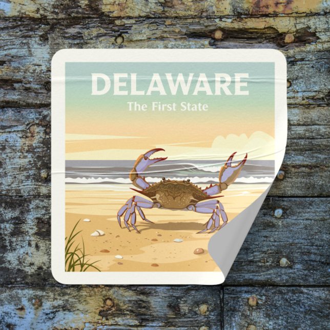 Sticker Carré Vintage Delaware (Créateur téléchargé)