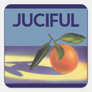Sticker Carré Vintage Fruit Crate Art Étiquette, Oranges juives
