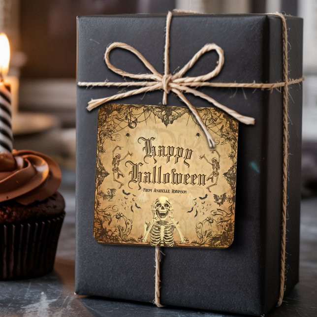 Sticker Carré Vintage Goth Halloween Éffrayante (Créateur téléchargé)