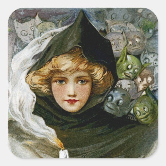 Sticker Carré Vintage Halloween (Devant)