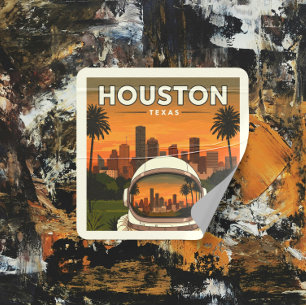 Sticker Carré Vintage Houston Texas