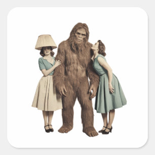 Sticker Carré Vintage Ladies et Sasquatch