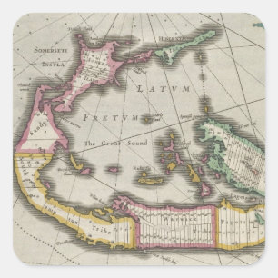 Sticker Carré Vintage Map of Bermuda