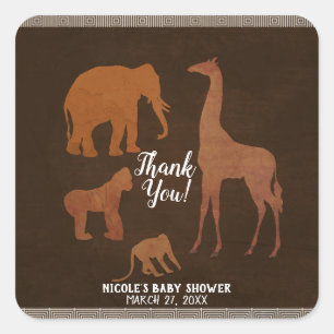 Sticker Carré Vintage Marron Favoris de Safari Africain Jungle Z