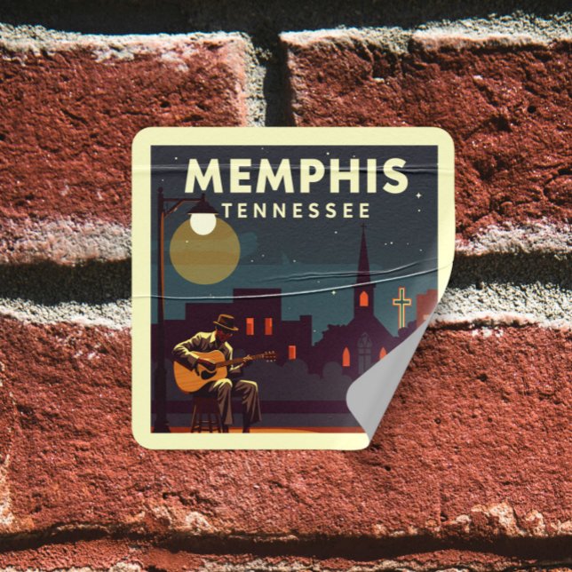 Sticker Carré Vintage Memphis Tennessee (Créateur téléchargé)