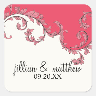 Sticker Carré Vintage Motif de feuille 