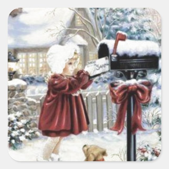 Sticker Carré Vintage Noël (Devant)