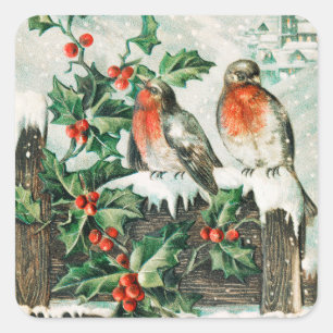 Sticker Carré Vintage Noël des Vacances