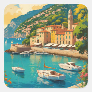 Sticker Carré Vintage Portofino Genova Italie
