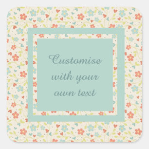 Sticker Carré Vintage Printemps clair Joli Floral Texte personna