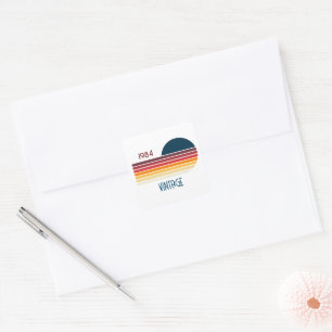 Sticker Carré Vintage Retro Stripe Sun 1984