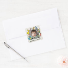 Sticker Carré Vintage Sesame Street Characters Birthday Square S