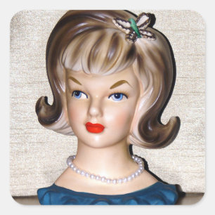 Sticker Carré Vintage Vase de tête papillon Hair Ornement