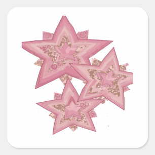 Sticker Carré Vinyle de style décolable Rose NUIT ÉTOILÉE ROSE
