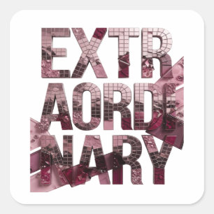 Sticker Carré Vinyle de style EXTRAORDINAIRE rose pelable