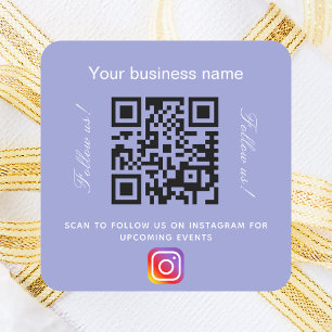 Sticker Carré Violet blanc nom d'entreprise qr code instagram