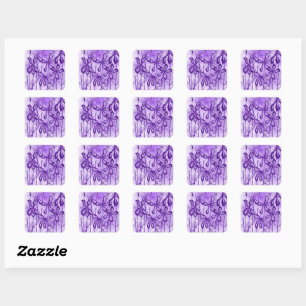 Sticker Carré Violet Ciel Fleurs Encaissées